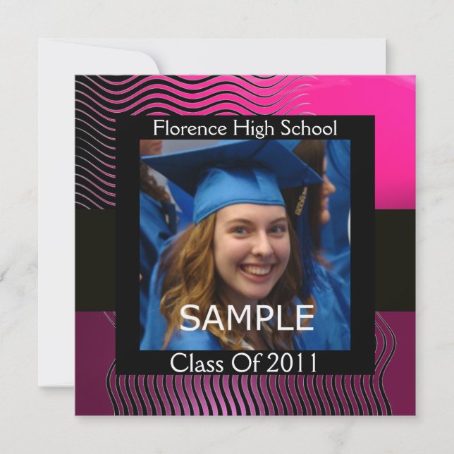 STYLISH WAVES PHOTO TEMPLATE MONOGRAM, Fuchsia (Front)