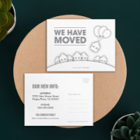 Stylish We Have Moved Clean White Houses Postcard