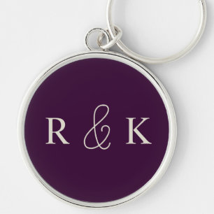 Stylish wedding couples monogrammed keychain