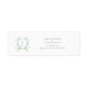 Stylish Wedding Floral Crest Classic Address Label