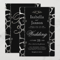 Stylish Wedding in Silver & Black Giraffe Pattern