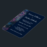 Stylish Wedding Invitation Flexible Magnet<br><div class="desc">Flexible Wedding Invitation Magnet.
Beautiful,  Stylish Lavender and Dark Blue Wedding Invitations.
A Dark Indigo Blue Background with Lavender and Lace Style accents to creat a Stunning Invitation.
Personalise this Wedding Invitation to make it your own.</div>