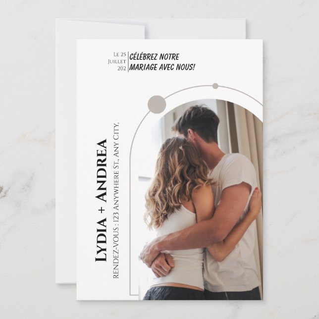 Stylish wedding invitation with personalized photo (Front)