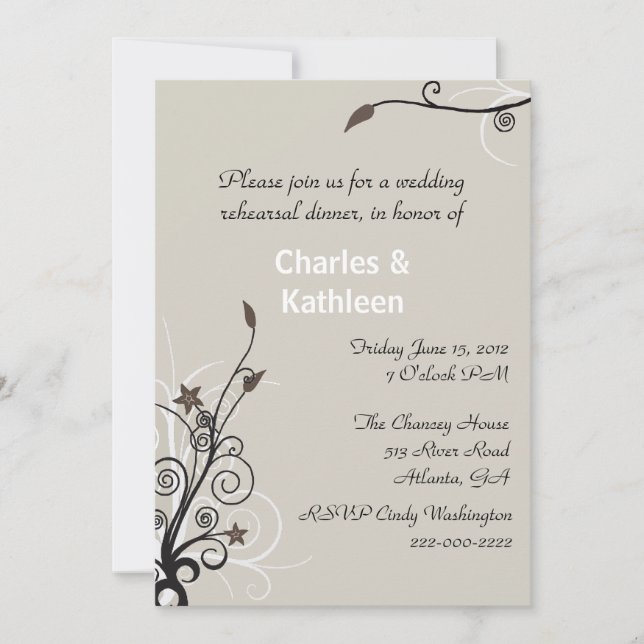 Stylish Wedding Rehearsal Invitation (Front)