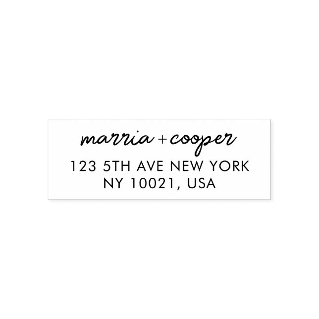 Stylish Wedding Script Names & Return Address Self-inking Stamp (Design)