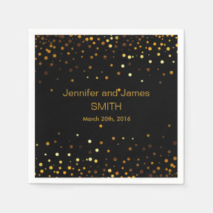 Stylish Wedding Table mini confetti gold Black Napkin