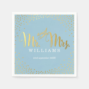 STYLISH WEDDING TABLE mini confetti gold blue Napkin