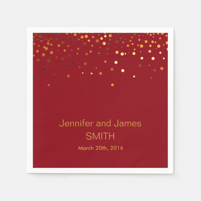 Stylish Wedding Table mini confetti gold Brown Napkin (Front)