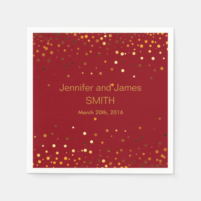 Stylish Wedding Table mini confetti gold Brown Napkin (Front)