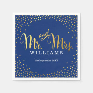 STYLISH WEDDING TABLE mini confetti gold navy Napkin