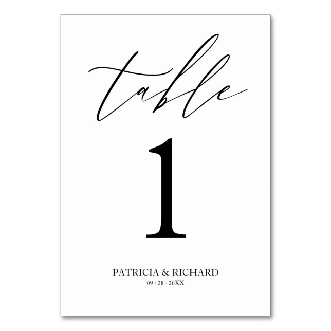 Stylish wedding table number (Front)