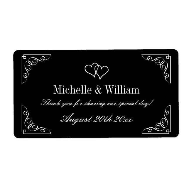 Stylish wedding wine or water bottle labels (Front)