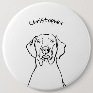Stylish Weimaraner: Your Text, Your Style 6 Inch Round Button