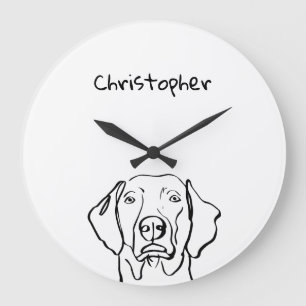 Stylish Weimaraner: Your Text, Your Style Large Clock