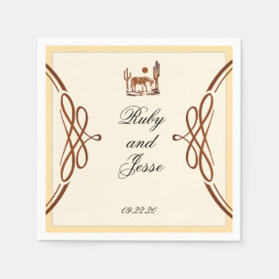 Stylish Western Dark Brown Wedding Napkin