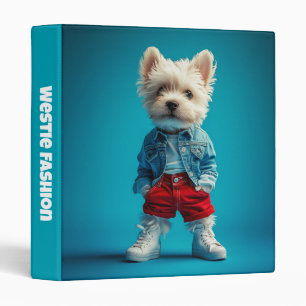 Stylish Westie Pup in Denim and Sneakers Binder