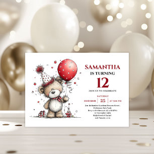 Stylish whimsical bear animals print kids birthday invitation
