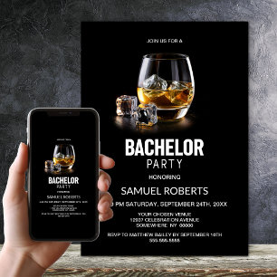 Stylish Whiskey Theme Bachelor Party Invitation