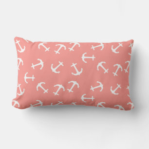 Stylish White Anchor Sea Ocean Theme Throw Pillow