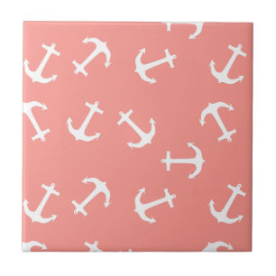 Stylish White Anchor Sea Ocean Theme Tile