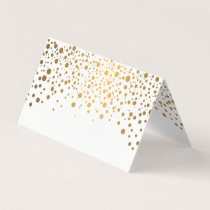 Stylish White and Gold Confetti Place Cards