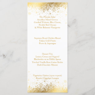 Stylish White and Gold Snowflakes Menu
