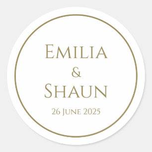 Stylish White and Gold Wedding Stickers