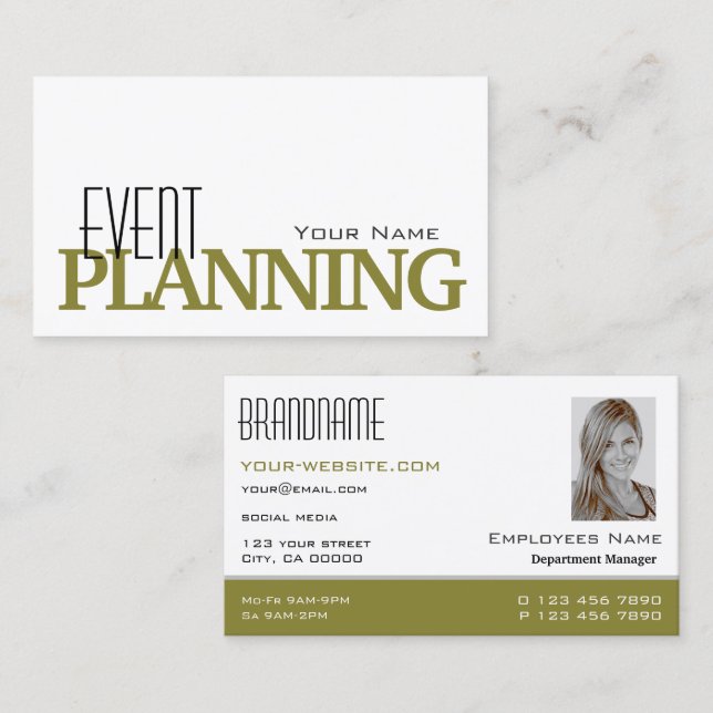 Stylish White and Mustard with Photo Professional Business Card (Front/Back)