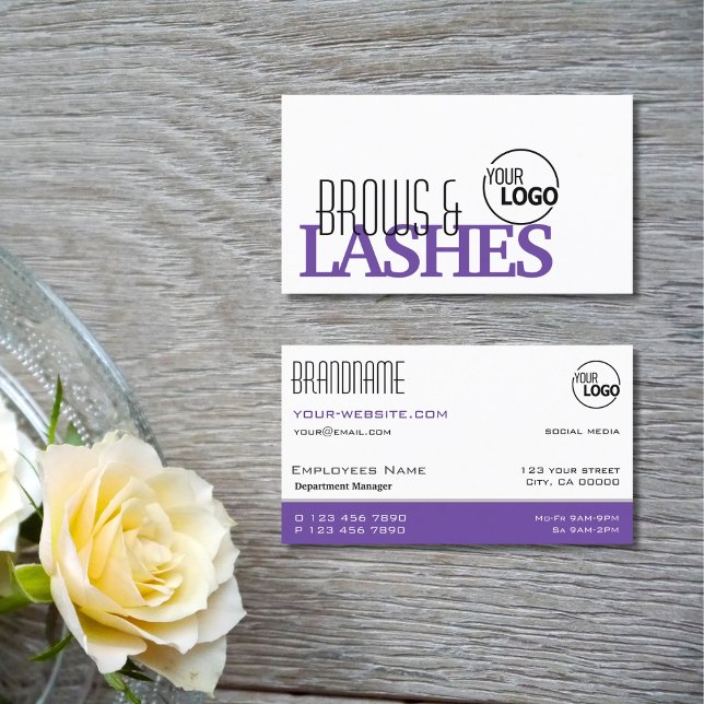 Stylish White and Purple Simple Logo Professional Business Card (Creator Uploaded)