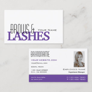 Stylish White and Purple Simple Photo Professional Business Card