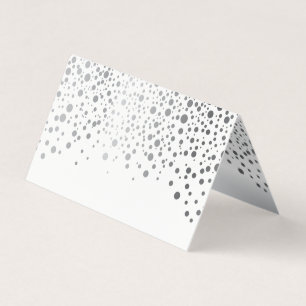 Stylish White and Silver Confetti   Place Cards