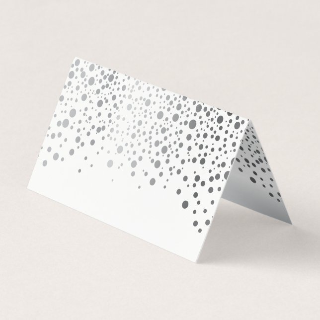 Stylish White and Silver Confetti | Place Cards (Front)