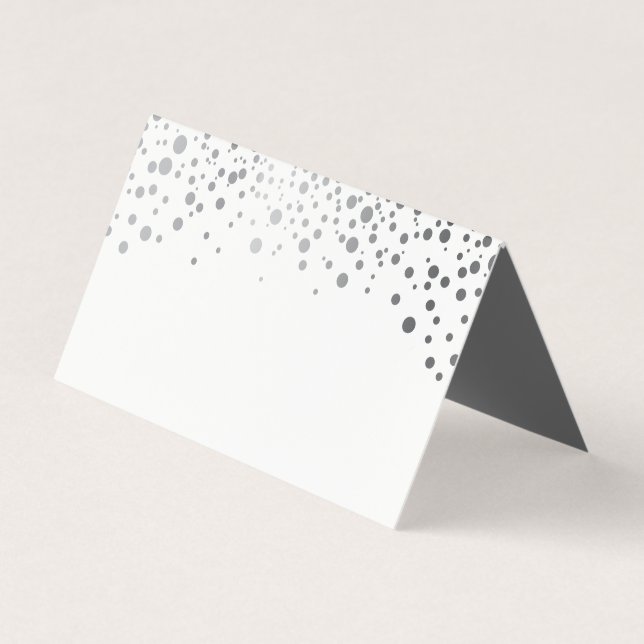 Stylish White and Silver Confetti | Place Cards (Front)