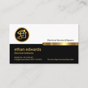 Stylish White Black Layers Gold Tab Business Card