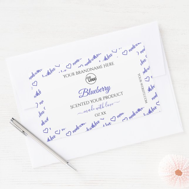 Stylish White Blue Word Cloud Product Labels Logo (Envelope)
