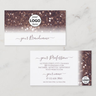 Stylish White Burgundy Sparkling Glitter Add Logo Business Card