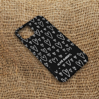 Stylish White Chalk Hearts Pattern Personalized Case-Mate iPhone 14 Case