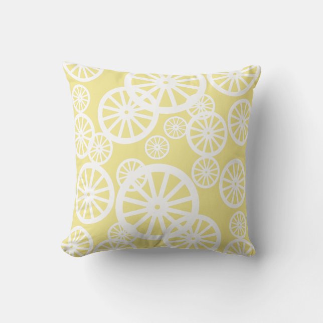 Stylish White Colour Wheels Circles Pillow Cushion (Front)