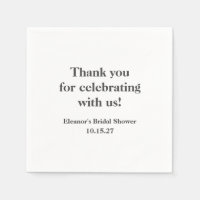 Stylish White Custom Bridal Shower Thank You