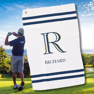 Stylish White Custom Personalized Monogram Name    Golf Towel