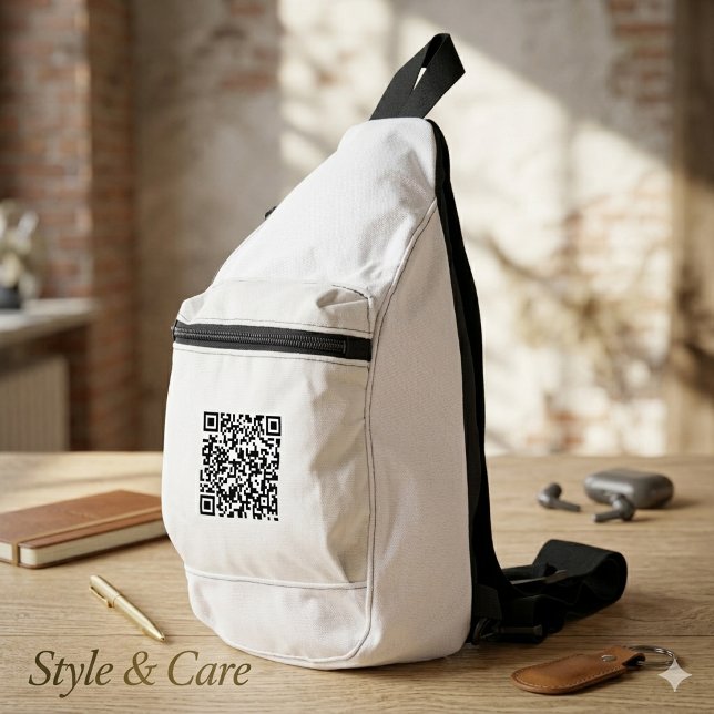 Stylish White Cut Sew Sling Bag with QR Code (Stylish White Cut Sew Sling Bag with QR Code)
