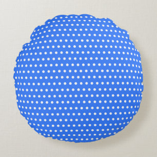 Stylish White Dots Pattern Lovely Sky Blue Round Pillow