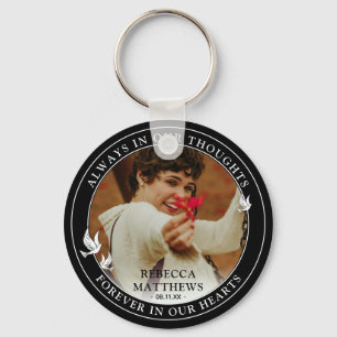 Stylish White Doves Photo & Memorial Keepsake Keychain