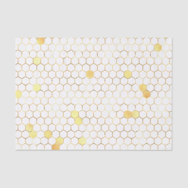 Stylish White Gold Honeycomb Tissue Paper (Front)