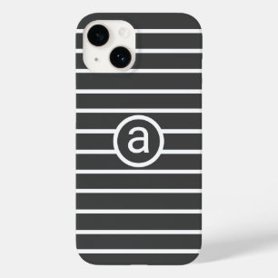 Stylish White grey pattern Monochromatic Name Case-Mate iPhone 14 Case