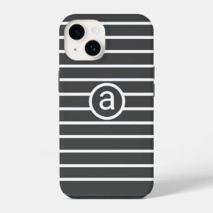 Stylish White grey pattern Monochromatic Name iPhone 14 Case