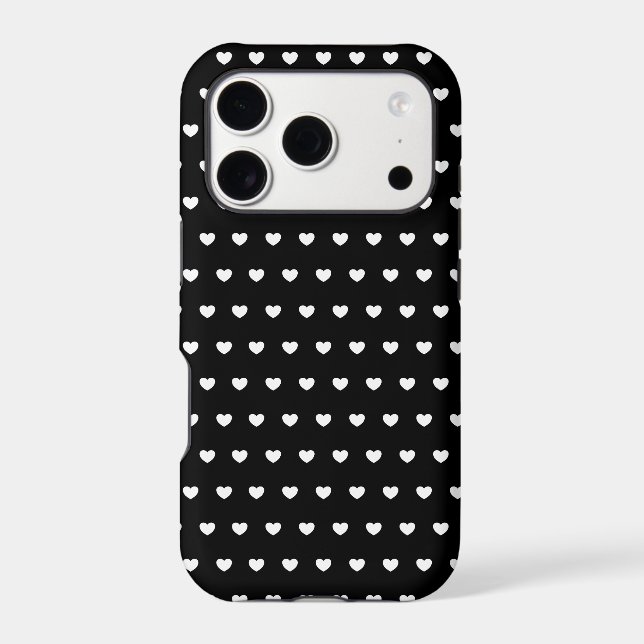 Stylish White Hearts Pattern On Black (Back)