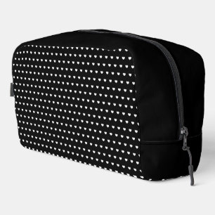 Stylish White Hearts Pattern On Black Dopp Kit