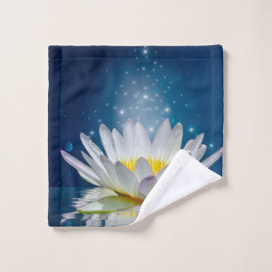 Stylish White Lotus Flower Landscape, Zen Bath Towel Set
