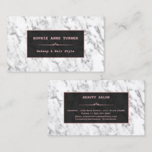 Stylish White Marble Rose Gold Makeup Artist Business Card